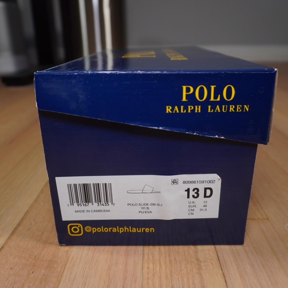 Polo Ralph Lauren Bear Slide Yellow Size 13 D PU EVA Brand New - Picture 11 of 11